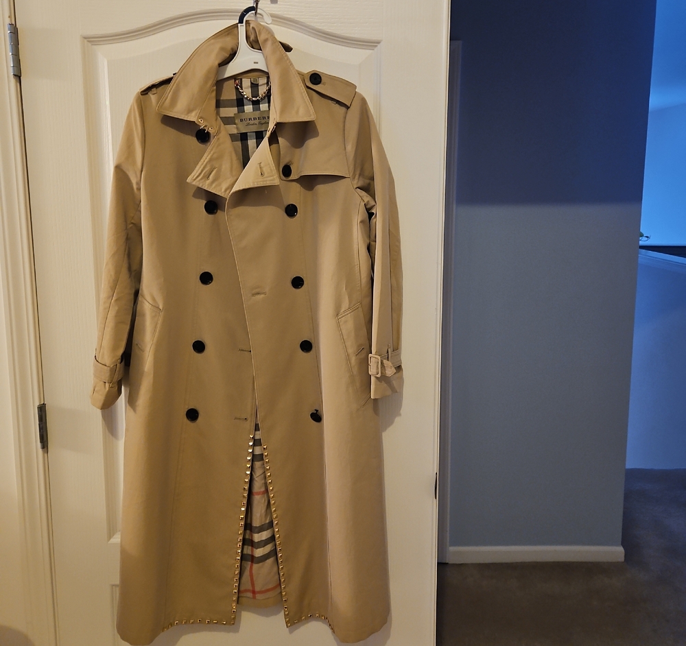 Burberry Tan and Black Plaid Lined Coat